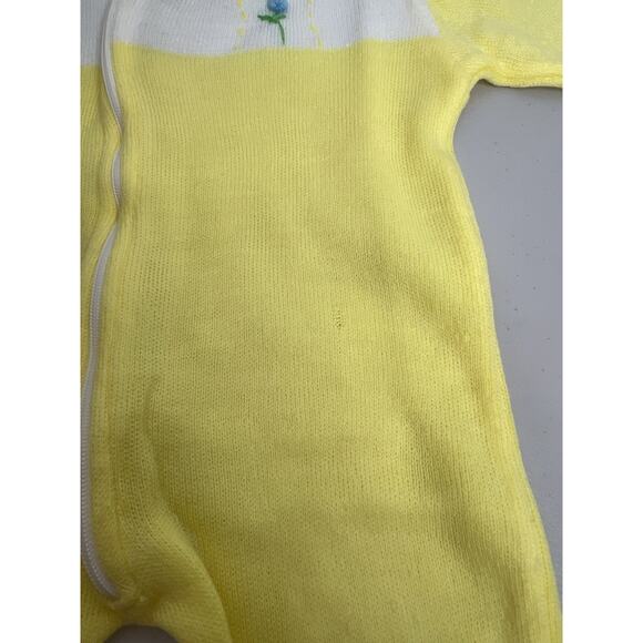 Vintage Soft Spun Baby Infant Yellow One Piece Floral Size 0-3 Months - Picture 4 of 8